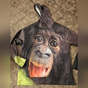 3d Monkey Hoodie Medium Unisex Pullover Hooded Sweatshirt